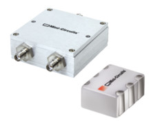 Two 90 degree hybrid couplers in coaxial and surface mount package styles